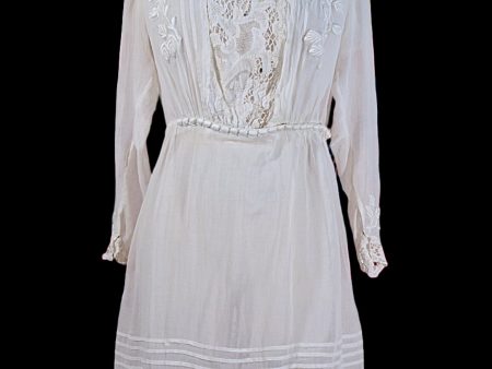 Antique Edwardian Lawn Dress, Vintage Lace Mini Dress S M Fashion