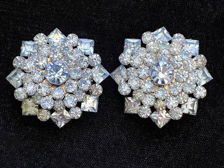 Vintage MCM Pale Blue Rhinestone Broches, 2 Piece Matching Set Discount