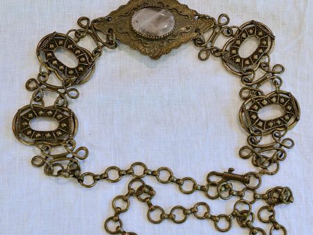 Vintage Renaissance Revival Maiden Bronze Belt, Quartz Stone Hippie Boho Belt, OS For Cheap