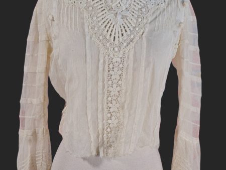 Antique Edwardian Victorian Lace & Net Blouse, Study Prop Display Fashion