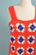 Vintage 70s Granny Square Crochet Top, Americana Cottagecore Handmade OOAK Vest For Cheap