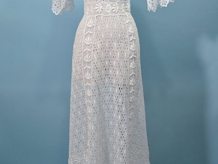 Antique Vintage Victorian Edwardian Lace Maxi Dress, Cottagecore Wedding Period Costume Dress S on Sale