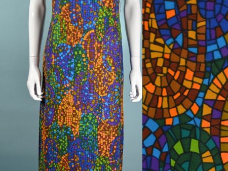 Vintage 60s Mod Maxi Dress with Side Slits, Lounge Wear Hostess Dress M Sale