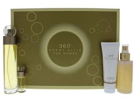 360 by Perry Ellis for Women - 4 Pc Gift Set 3.4oz EDT Spray, 4oz Body Mist Spray, 3oz Shower Gel, 0.25oz EDT Spray Sale