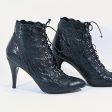 Vintage Black Snakeskin Ankle Boots, Sexy Goth Witchy High Heel Booties, The Wild Pair 8.5 Online now