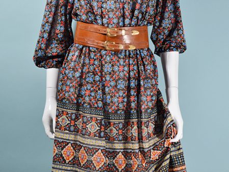 Vintage 70s Boho Ethnic Print Dress, OS Online