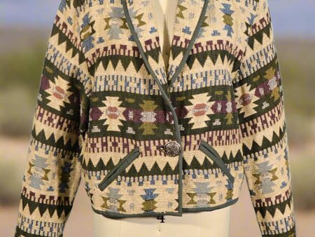 Vintage Southwestern Cropped Jacket, Country Western Jacket L on Sale