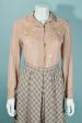 Vintage 70s Taupe Embroidered Blouse Hot on Sale