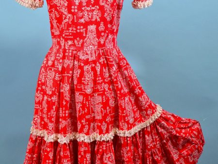 Vintage 50s Novelty Print Rockabilly Americana Square Dance Mini Dress M Hot on Sale