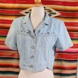 Vintage 80s Denim Top, Studded Western Style Cropped Top S Sale