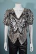 Vintage 70s Sequin Butterfly Top, Silver Boho Disco Art Deco Party Top on Sale