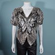 Vintage 70s Sequin Butterfly Top, Silver Boho Disco Art Deco Party Top on Sale