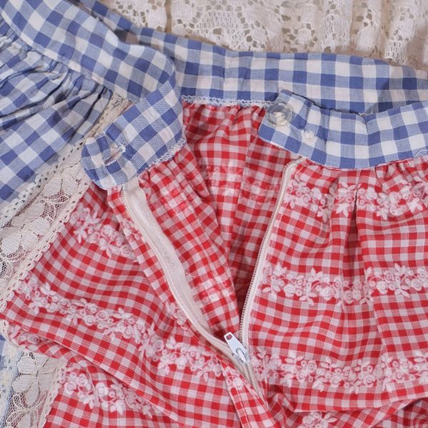 Vintage 60s Gingham Patchwork Cottagecore Country Skirt XS Online