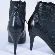 Vintage Black Snakeskin Ankle Boots, Sexy Goth Witchy High Heel Booties, The Wild Pair 8.5 Online now