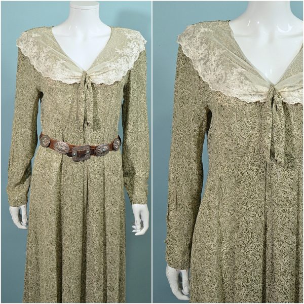 Vintage Lace Collar Grand Millennial Granny Dress SZ 8 Fashion