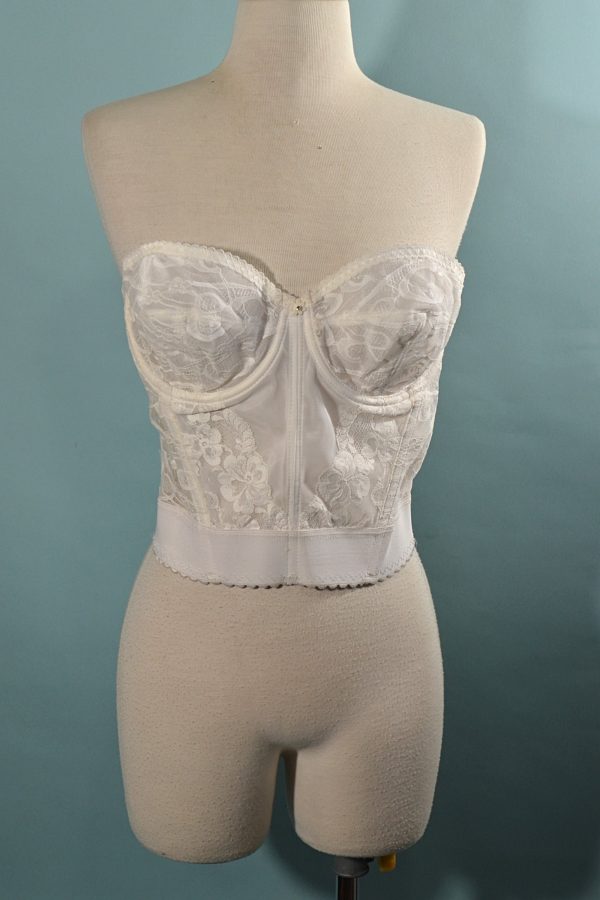 Vintage Strapless White Lace Corset by Goddess 38B Sale