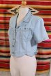 Vintage 80s Denim Top, Studded Western Style Cropped Top S Sale