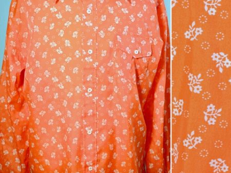 Vintage SKYR Orange Floral Mod Disco Shirt XL Sale