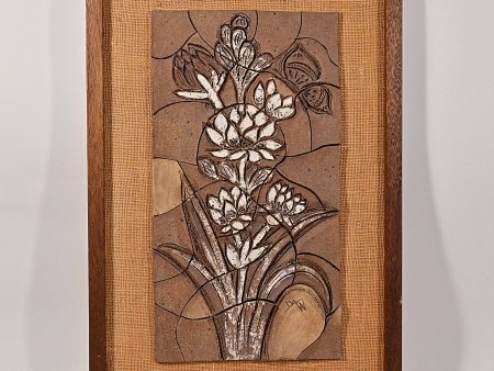 Vintage MCM Ceramic Studio Made Original Modernist Mid Century Modern Art  Lillies  by Deborah Wheeler 23  x 15  Online