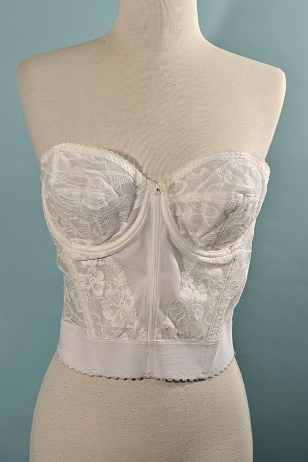 Vintage Strapless White Lace Corset by Goddess 38B Sale