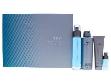 360 by Perry Ellis for Men - 4 Pc Gift Set 3.4oz EDT Spray, 6oz Deodorizing Body Spray, 3.0oz Shower Gel, 0.25oz EDT Spray For Cheap