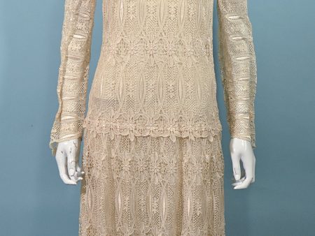 Vintage Lace Victorian Style Dress, Cottagecore Party Wedding Midi S on Sale