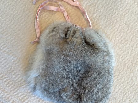 Rabbit Fur Purse Pouch, Ribbon Drawstring For Sale