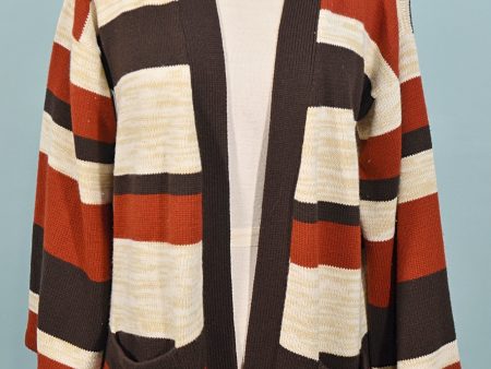 Vintage 60s 70s Striped Cardigan Sweater L Online Sale