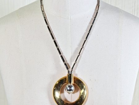 Vintage Castlecliff Silver Gold Mod Pendant Necklace Sale