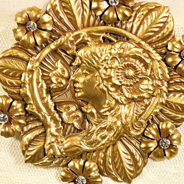 Vintage Joseff of Hollywood Art Nouveau Woman Brooch Online now