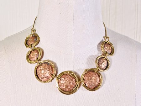 Vintage Copper Brutalist Choker, Mixed Metal Modernist Necklace Fashion