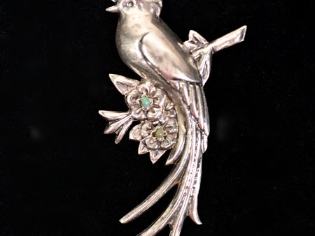 Large Vintage Sterling Silver Quetzal Bird Brooch, Made In Mexico 27.7 Grams Discount