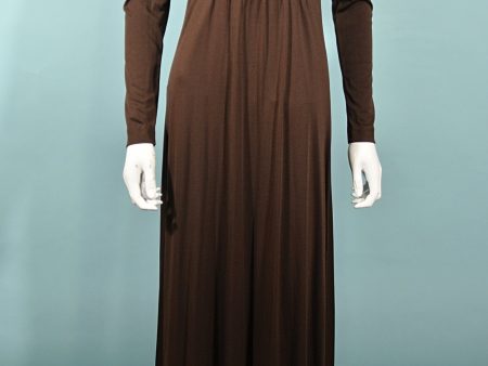 Vintage 70s Brown Knit Maxi Dress by Phase II XS XXS Supply