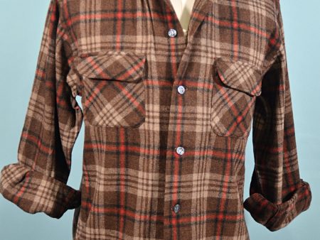 Grant Crest Vintage Mens Plaid Board Shirt, Tab Collar M Cheap